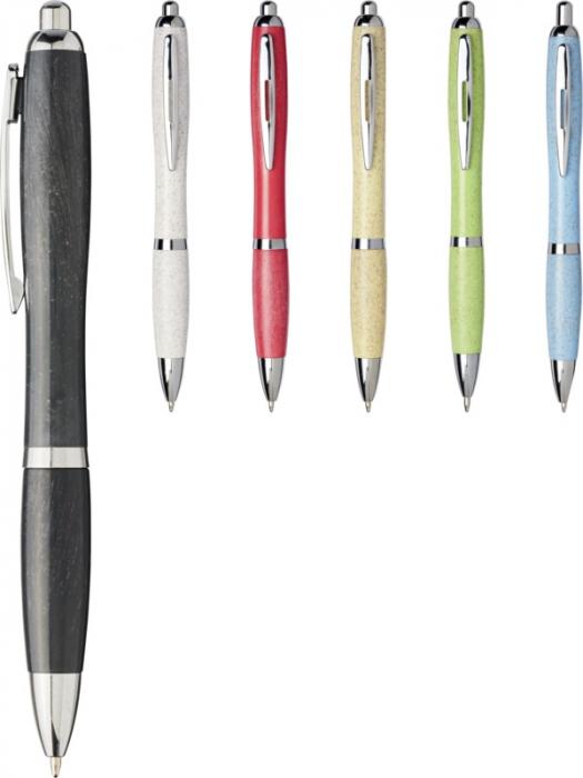 Wheat Straw & Chrome Ballpoint Pen - From 90p