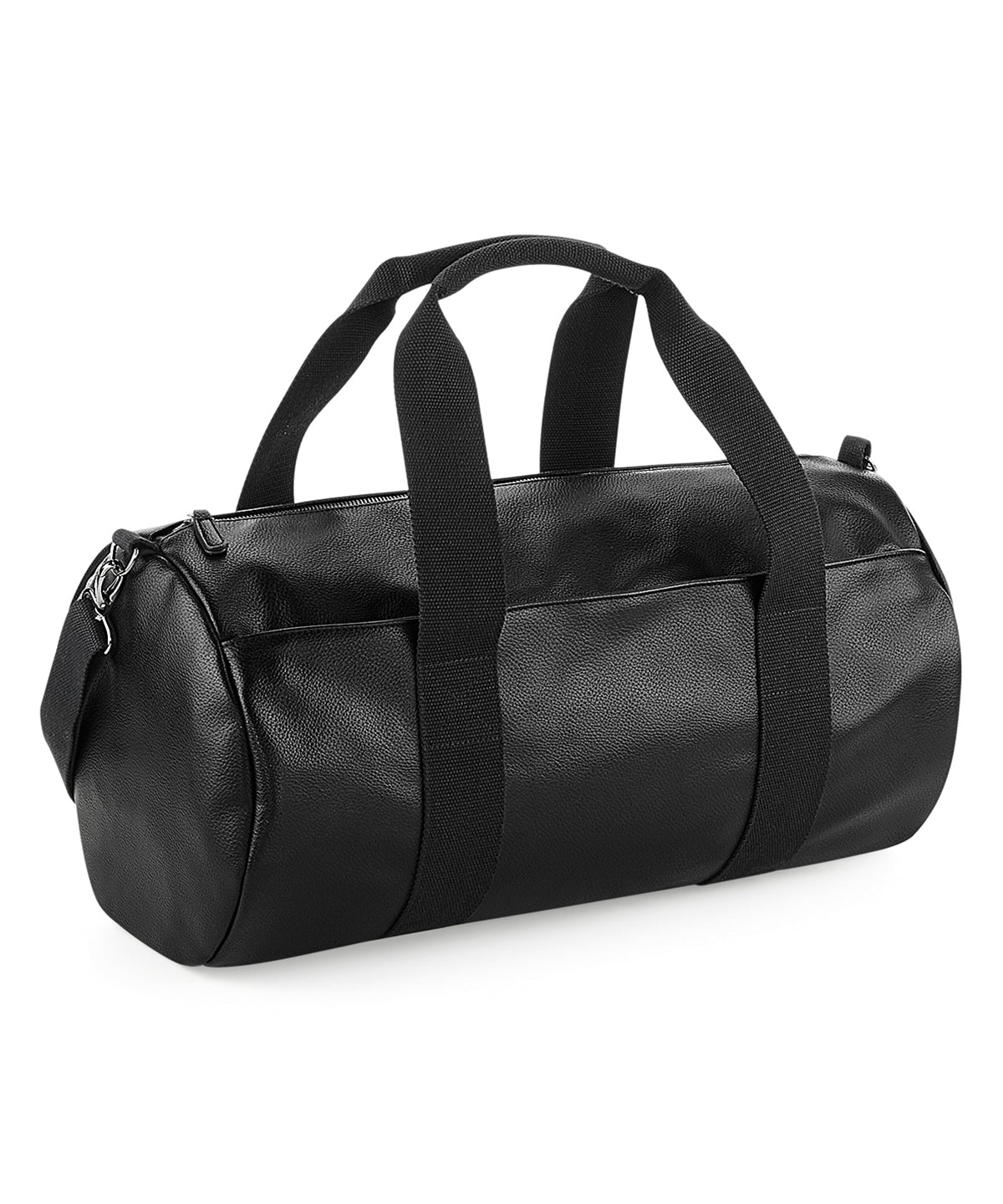 Faux leather barrel bag