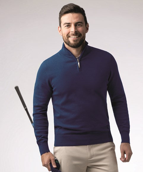 Glenmuir Devon Zip-Neck Cotton Sweater
