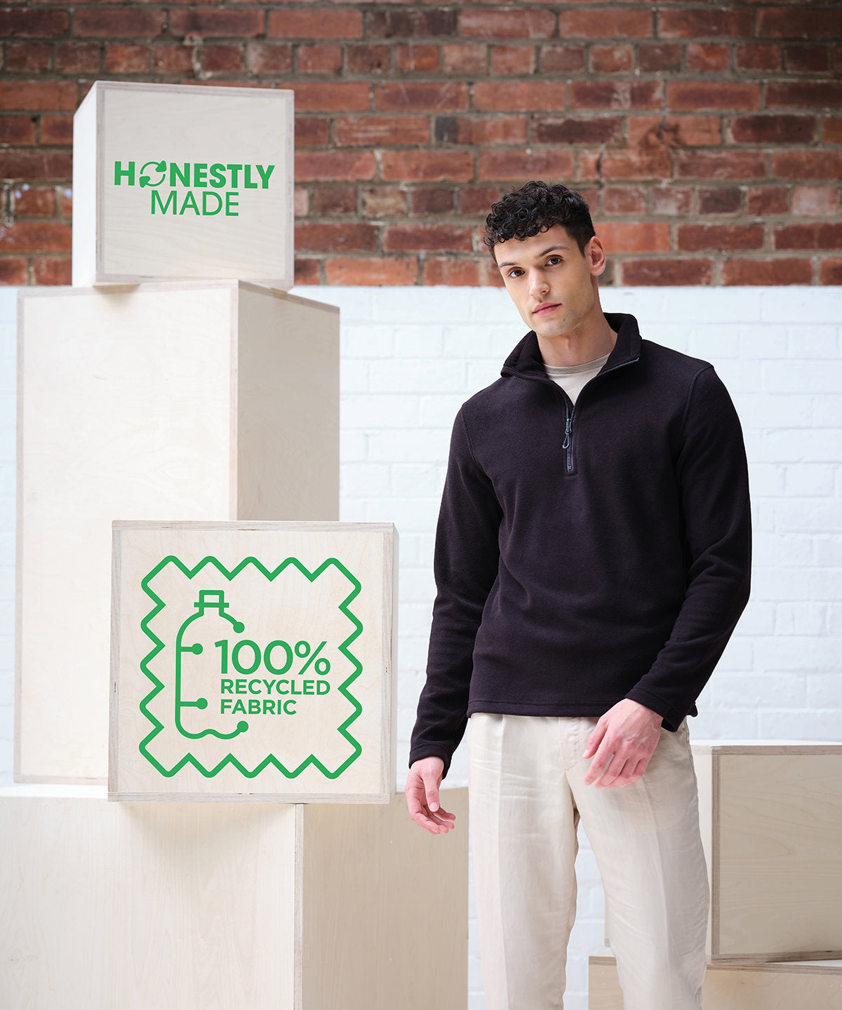 Honestly made recycled half zip fleece