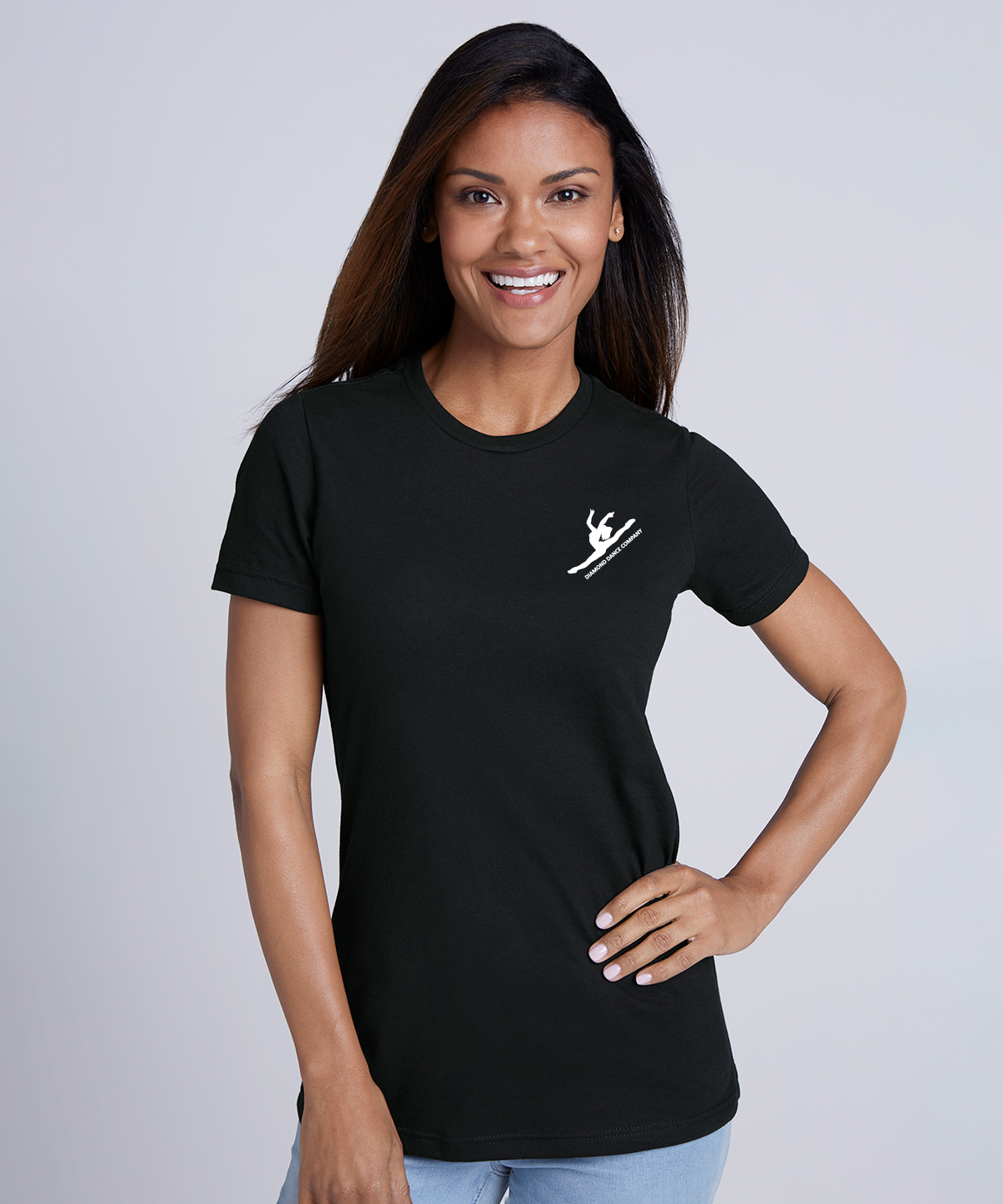Womens Fitted Black T-Shirt - Diamond Dance