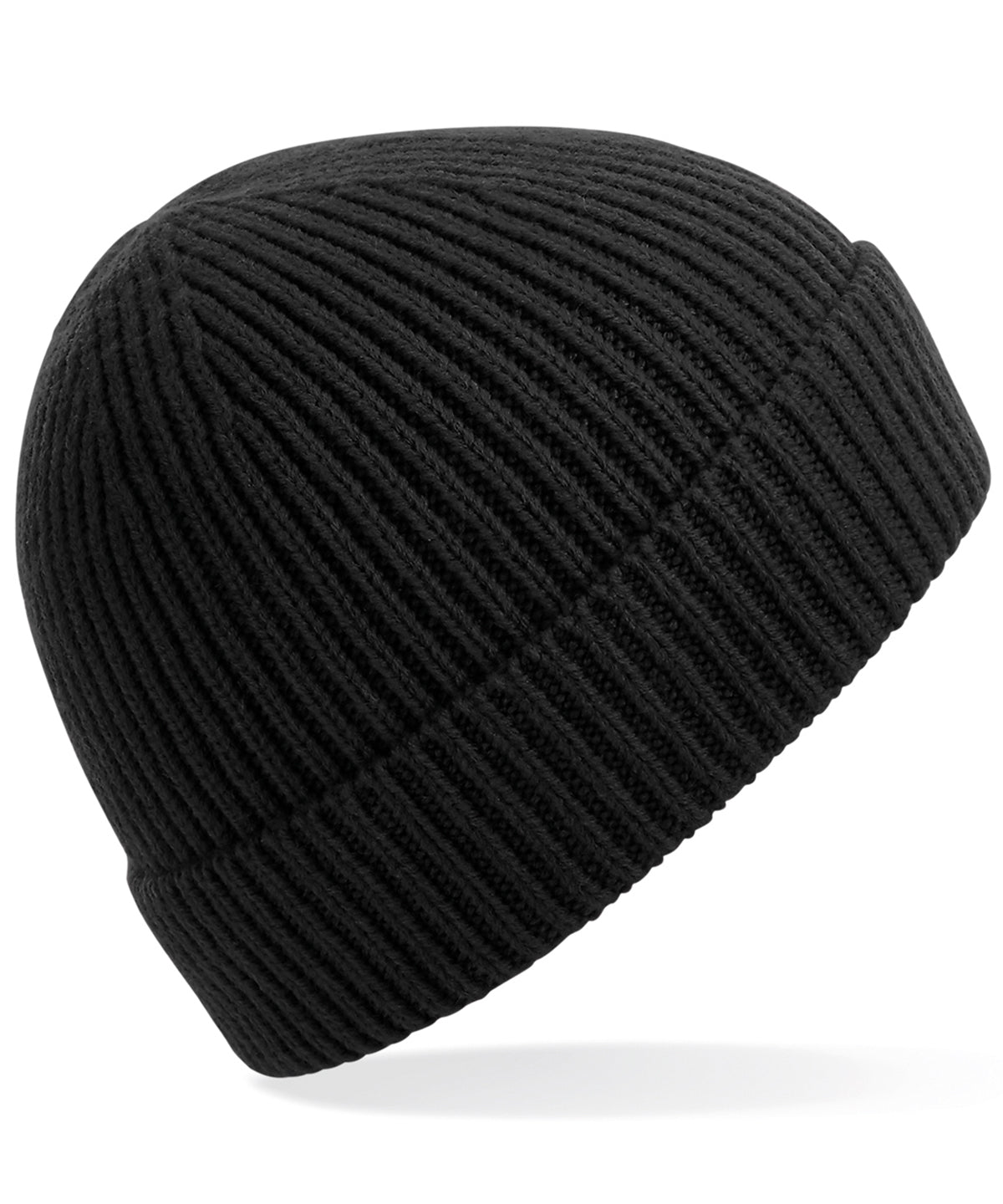 Engineered knit ribbed beanie