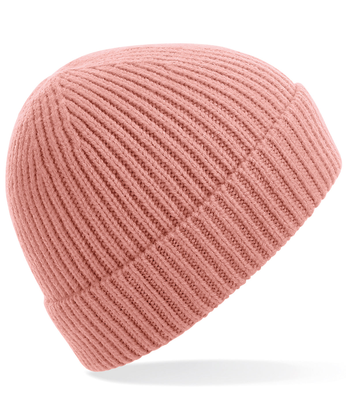 Engineered knit ribbed beanie