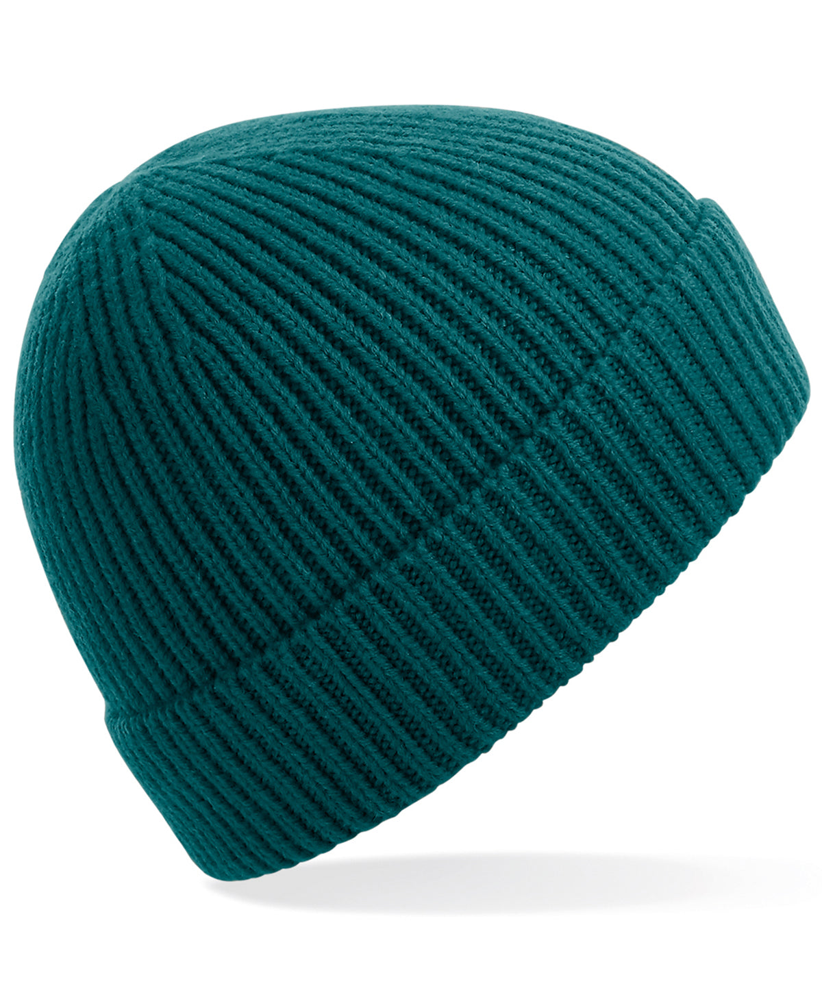 Engineered knit ribbed beanie