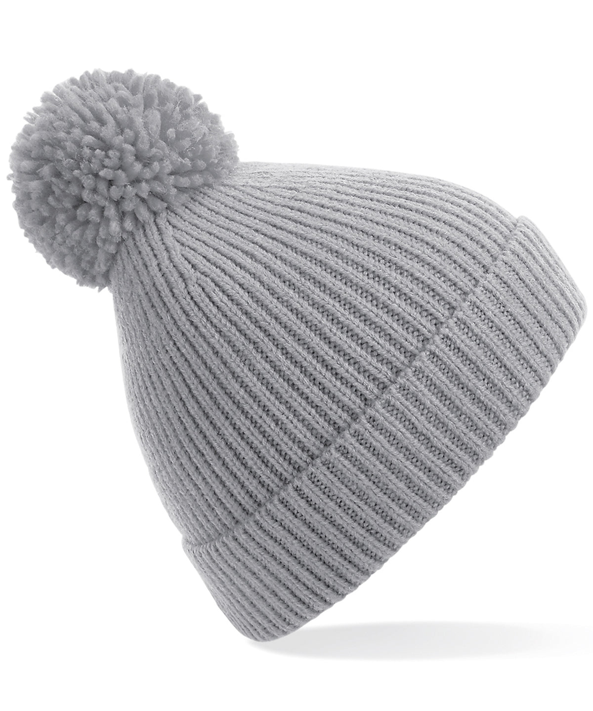 Engineered Knit Ribbed Pom Pom Beanie