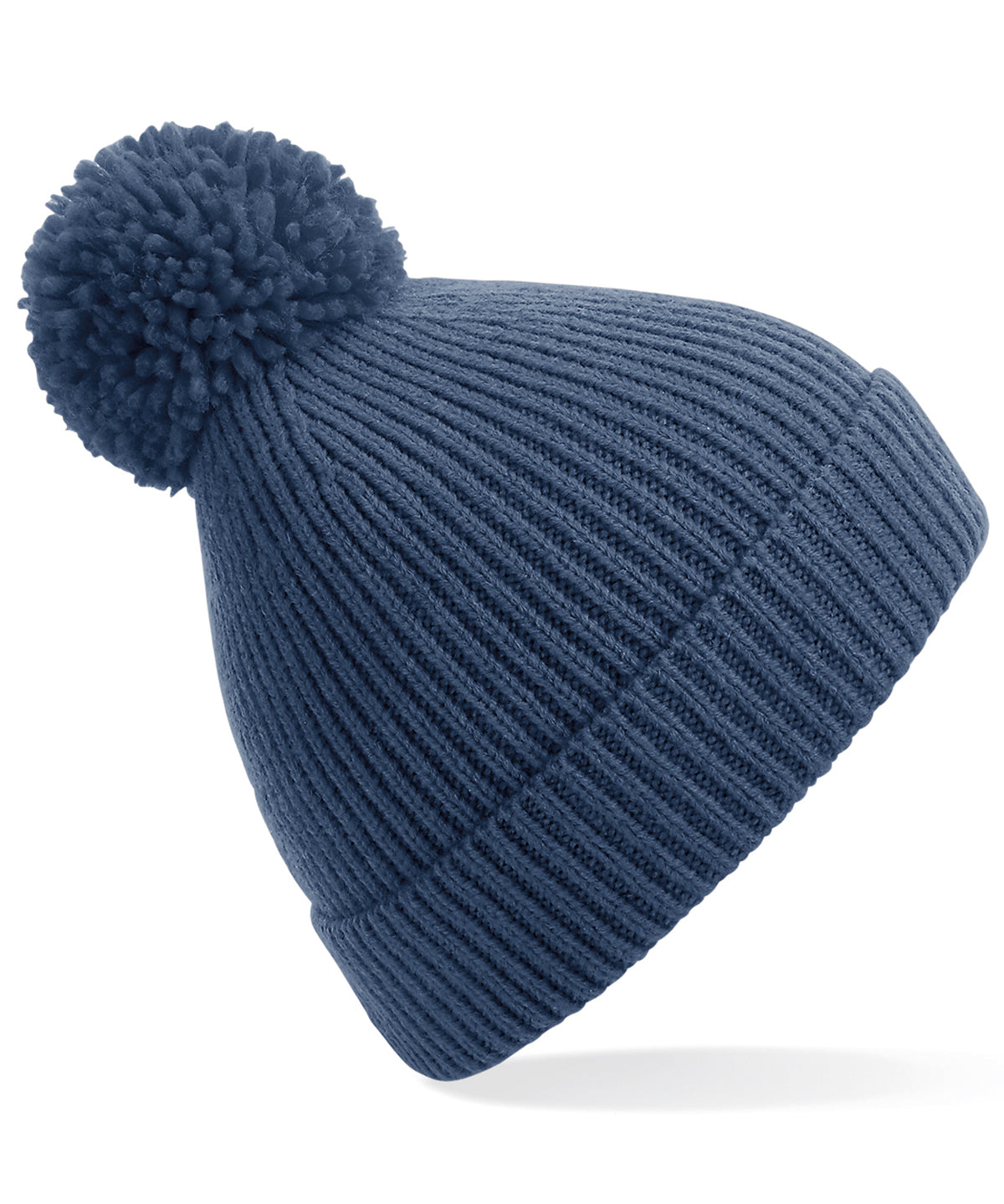 Engineered Knit Ribbed Pom Pom Beanie