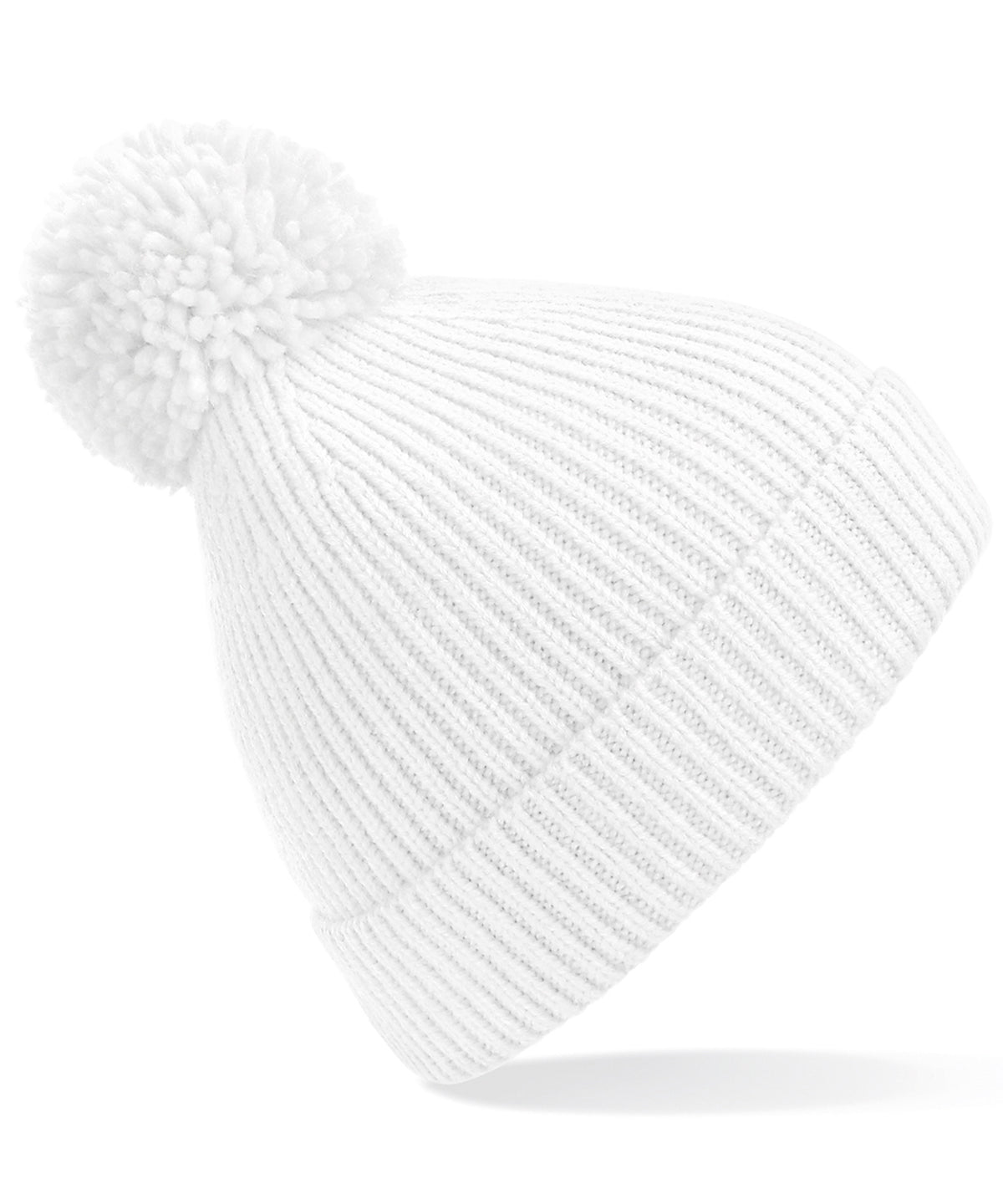 Engineered Knit Ribbed Pom Pom Beanie