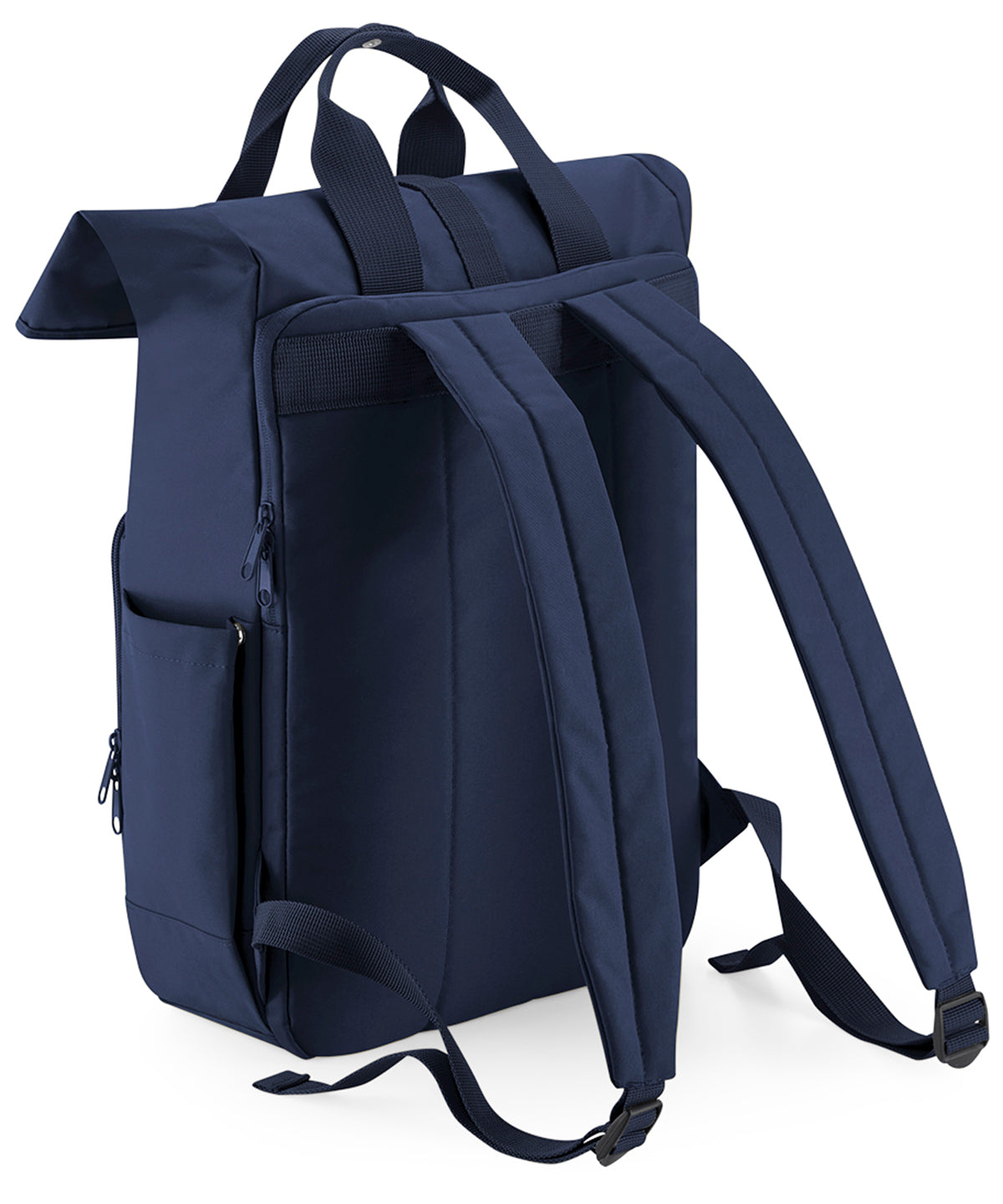 Recycled twin handle roll-top laptop backpack