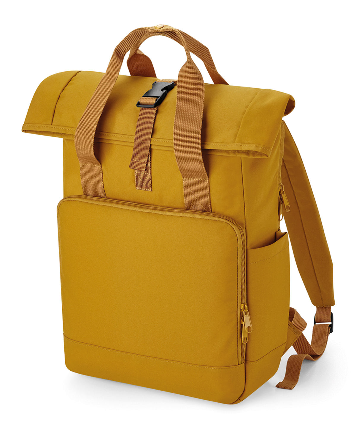 Recycled twin handle roll-top laptop backpack