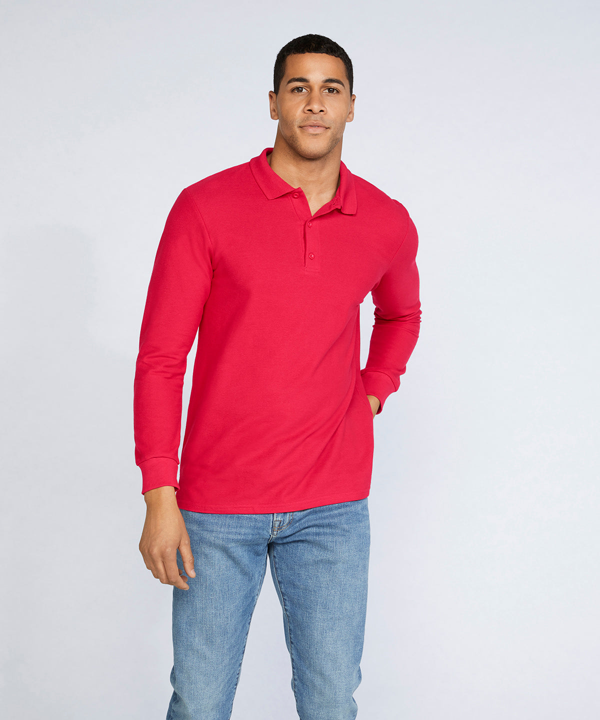 Premium Cotton® long sleeve double piqué polo