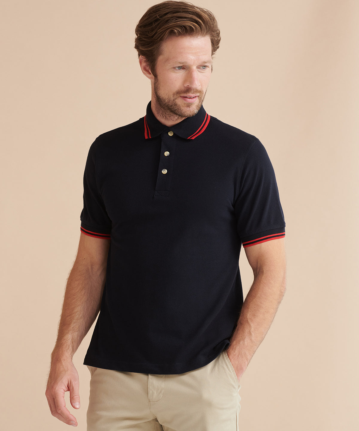 Double tipped collar and cuff polo shirt