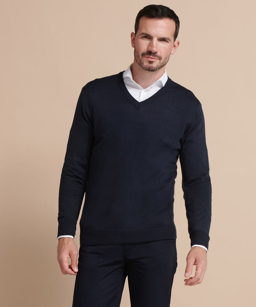 Cashmere touch acrylic v-neck jumper