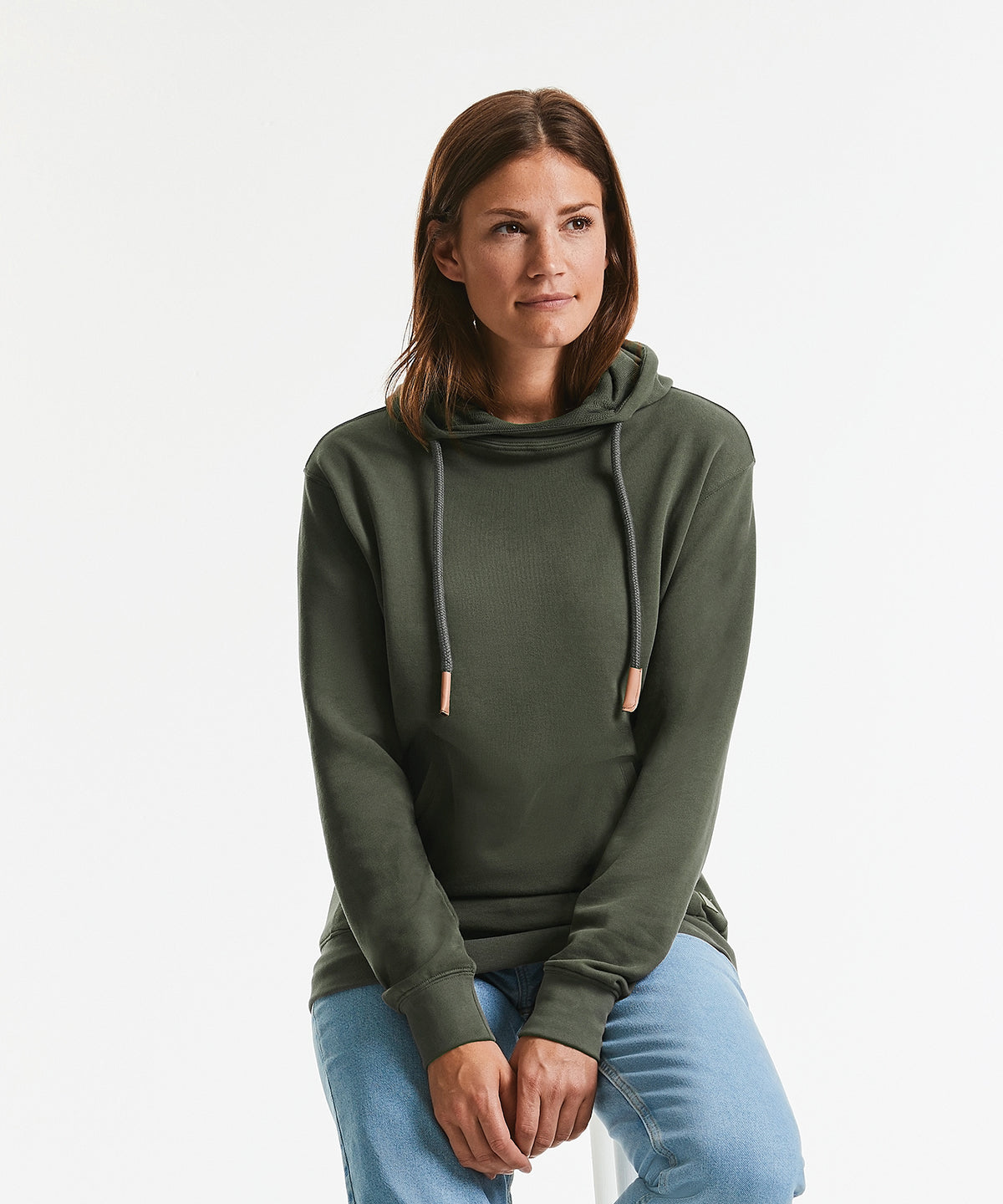 Pure organic high collar hooded sweatshirt