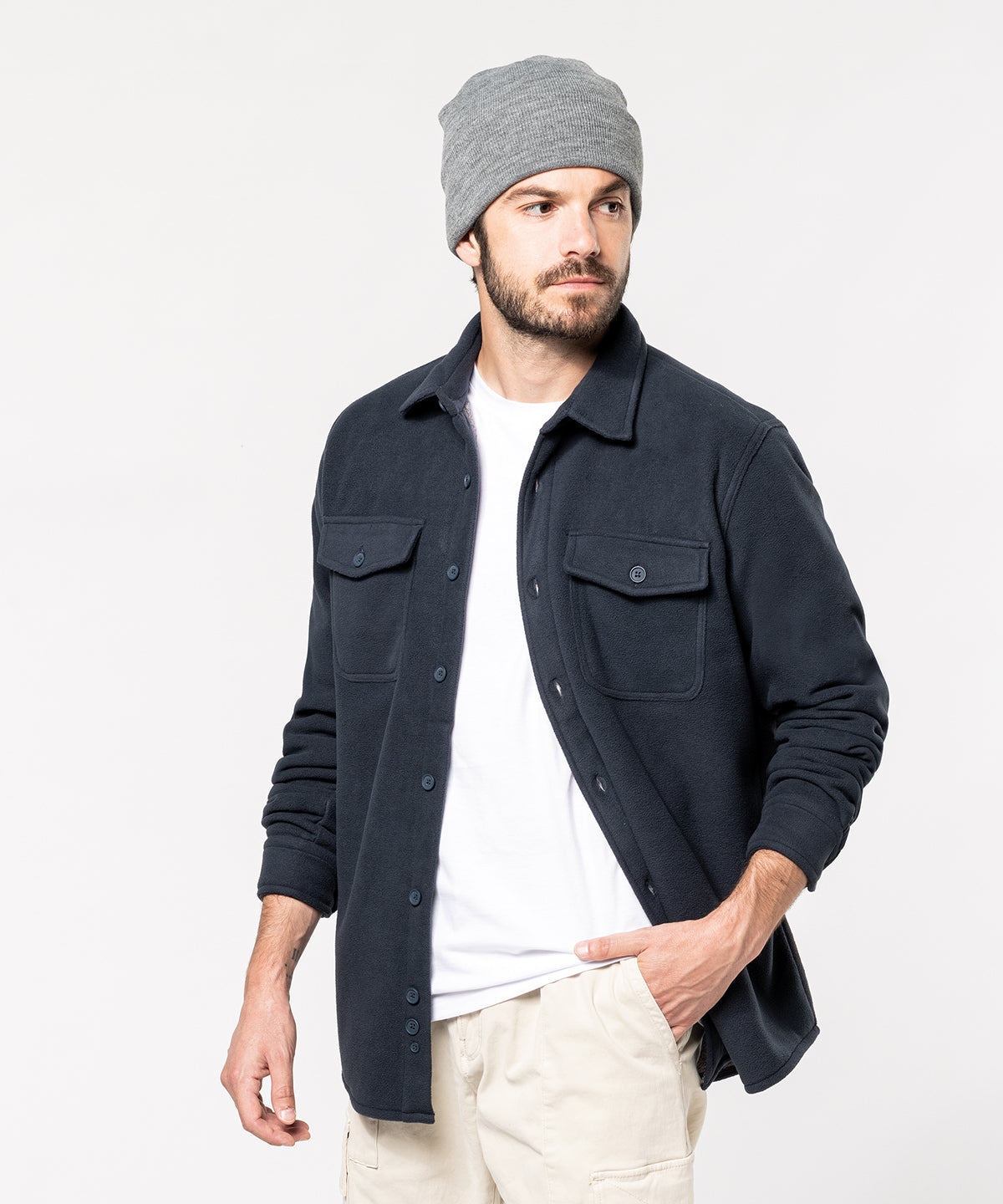 Sherpa-lined fleece overshirt