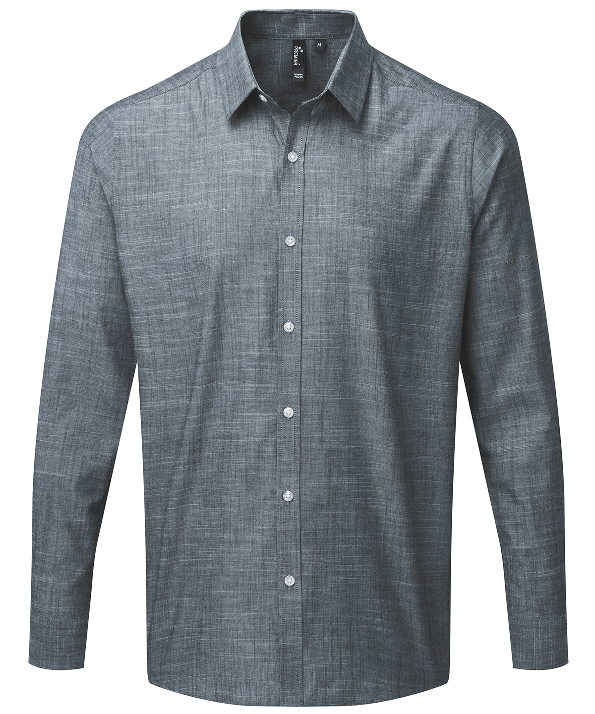 Cotton slub chambray long sleeve shirt