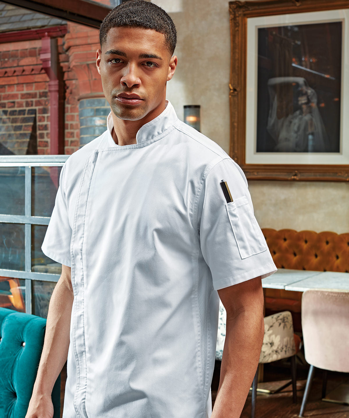 Chef's zip-close short sleeve jacket