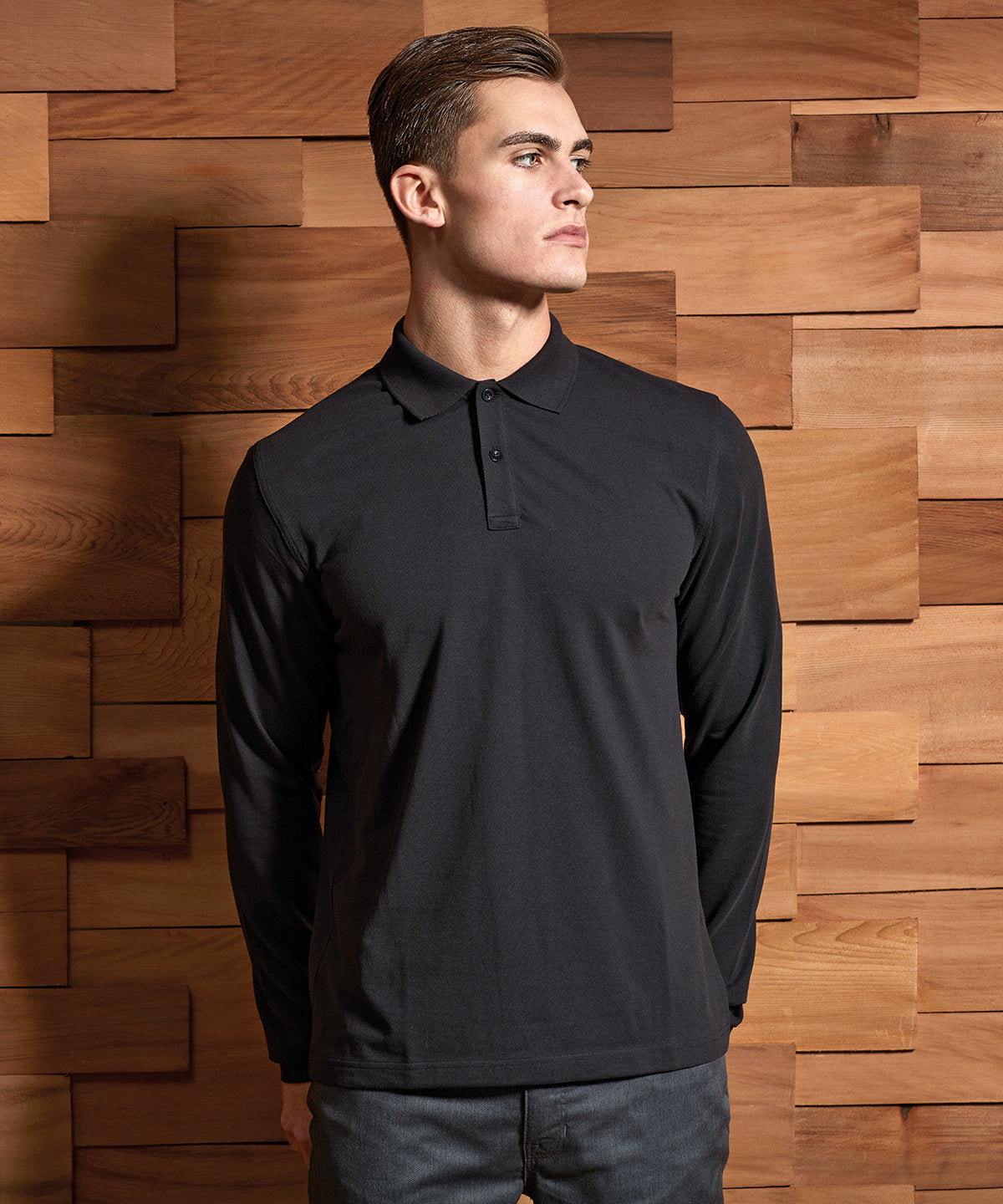 Unisex long sleeve polo shirt, powered by HeiQ Viroblock